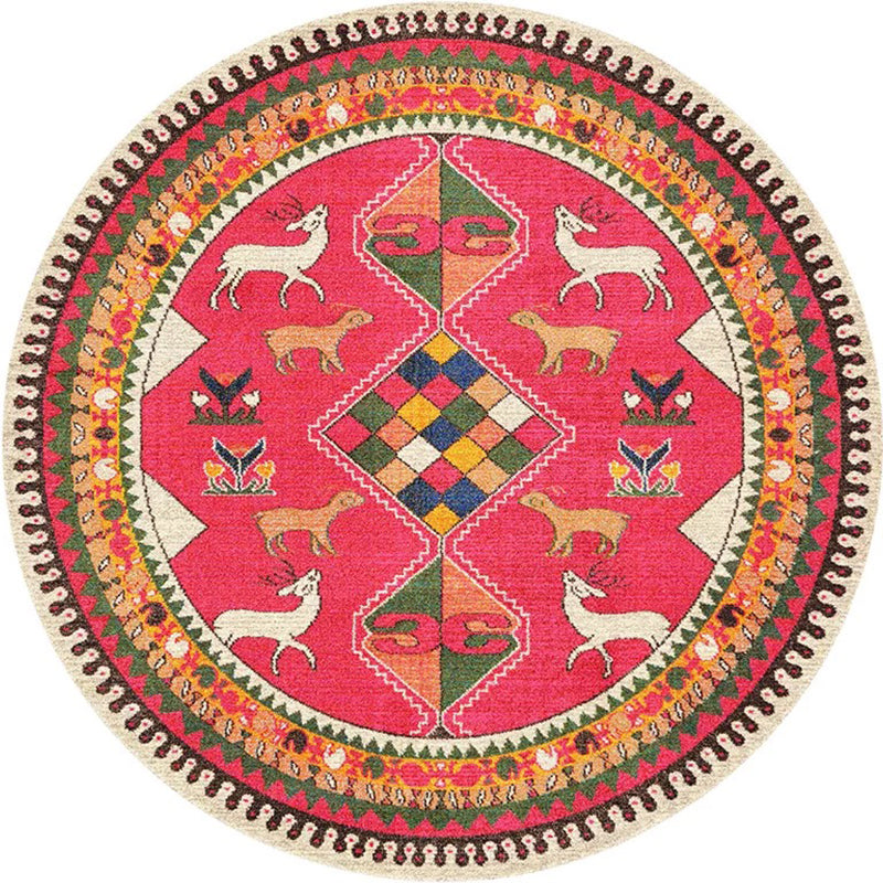 Antique Tribal Print Rug Multi Color Bohemian Indoor Rug Polyester Non-Slip Backing Washable Stain Resistant Carpet for Room Pink Clearhalo 'Area Rug' 'Bohemian' 'Rugs' Rug' 2141220