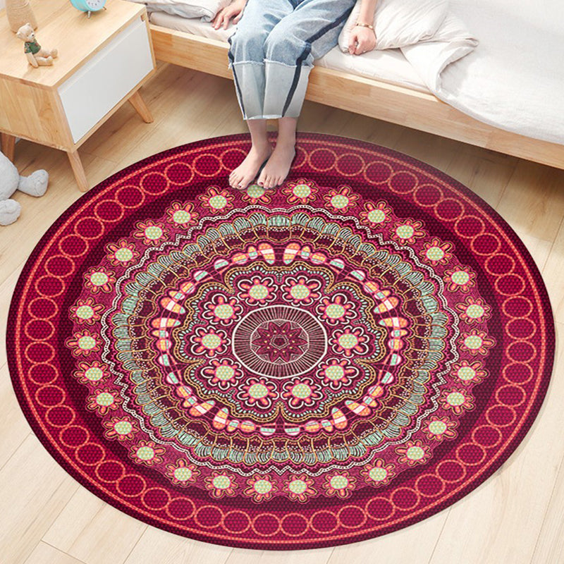 Ethnic Boho Chic Rug Multi-Colored Floral Carpet Machine Washable Non-Slip Backing Pet Friendly Rug for Bedroom Burgundy Clearhalo 'Area Rug' 'Bohemian' 'Rugs' Rug' 2141225