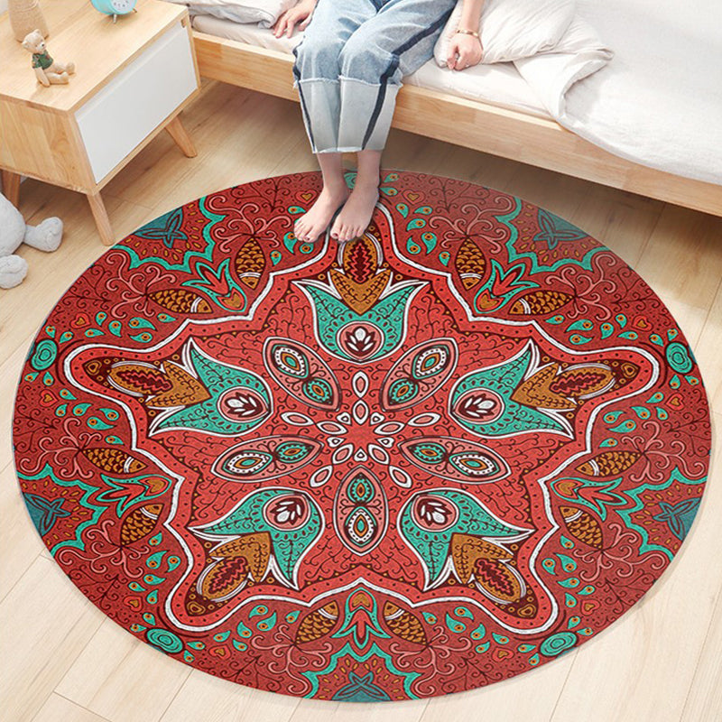 Ethnic Boho Chic Rug Multi-Colored Floral Carpet Machine Washable Non-Slip Backing Pet Friendly Rug for Bedroom Red Clearhalo 'Area Rug' 'Bohemian' 'Rugs' Rug' 2141226