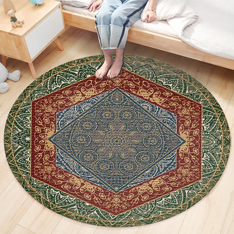 Ethnic Boho Chic Rug Multi-Colored Floral Carpet Machine Washable Non-Slip Backing Pet Friendly Rug for Bedroom Green-Red Clearhalo 'Area Rug' 'Bohemian' 'Rugs' Rug' 2141228