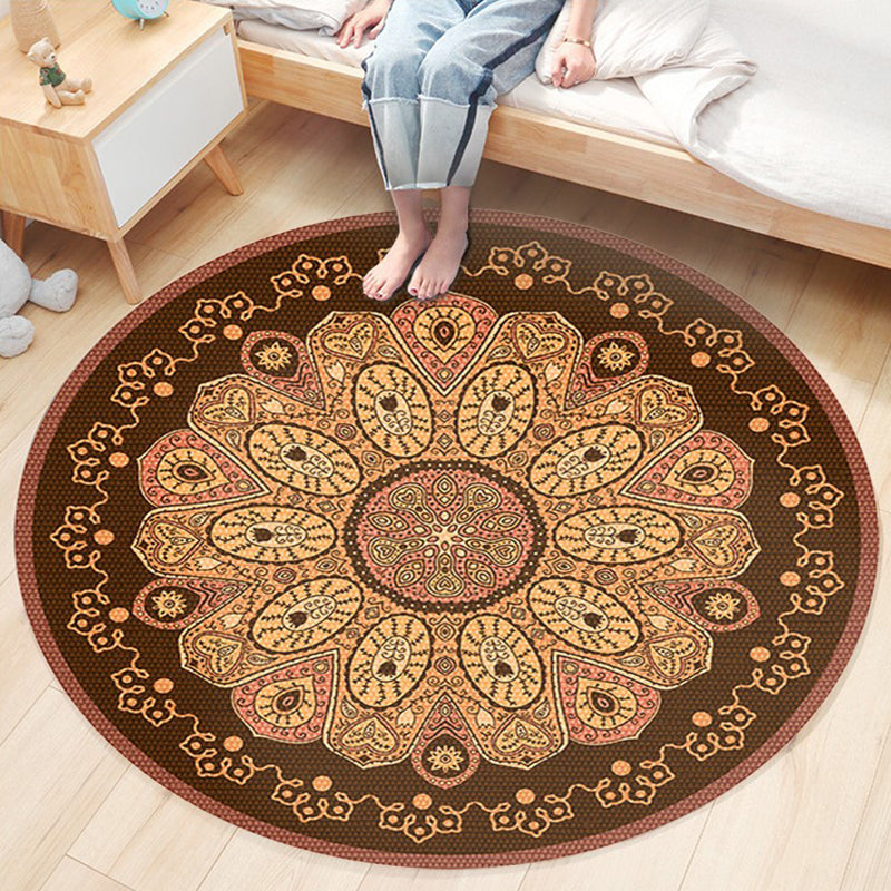 Ethnic Boho Chic Rug Multi-Colored Floral Carpet Machine Washable Non-Slip Backing Pet Friendly Rug for Bedroom Brown Clearhalo 'Area Rug' 'Bohemian' 'Rugs' Rug' 2141232