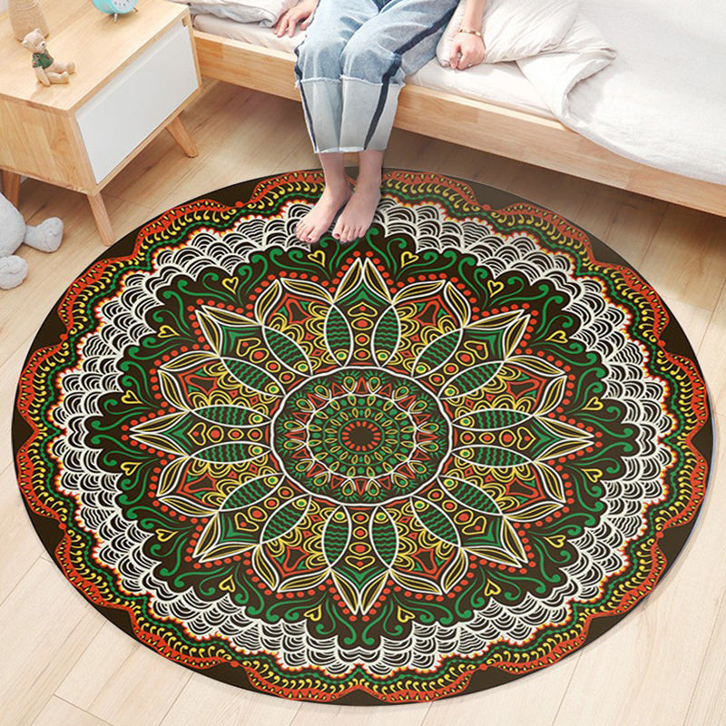 Ethnic Boho Chic Rug Multi-Colored Floral Carpet Machine Washable Non-Slip Backing Pet Friendly Rug for Bedroom Dark Green Clearhalo 'Area Rug' 'Bohemian' 'Rugs' Rug' 2141233