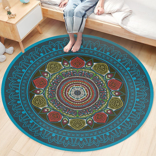 Ethnic Boho Chic Rug Multi-Colored Floral Carpet Machine Washable Non-Slip Backing Pet Friendly Rug for Bedroom Blue Clearhalo 'Area Rug' 'Bohemian' 'Rugs' Rug' 2141234