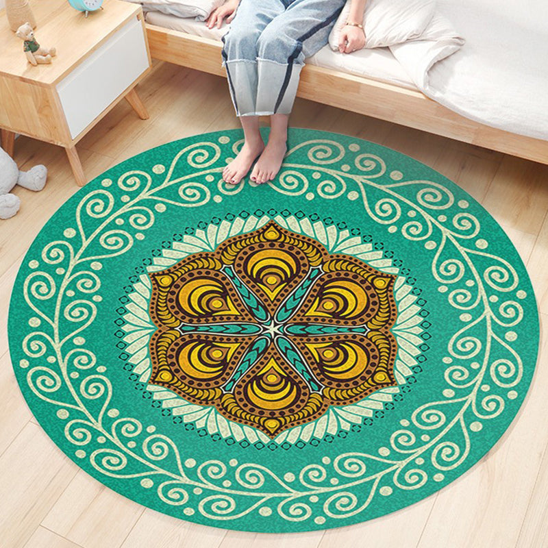 Ethnic Boho Chic Rug Multi-Colored Floral Carpet Machine Washable Non-Slip Backing Pet Friendly Rug for Bedroom Green Clearhalo 'Area Rug' 'Bohemian' 'Rugs' Rug' 2141241