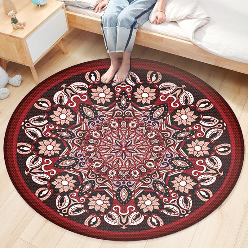 Ethnic Boho Chic Rug Multi-Colored Floral Carpet Machine Washable Non-Slip Backing Pet Friendly Rug for Bedroom Dark Red Clearhalo 'Area Rug' 'Bohemian' 'Rugs' Rug' 2141243