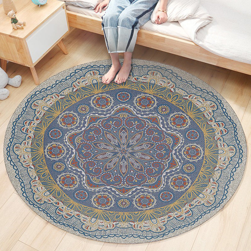 Ethnic Boho Chic Rug Multi-Colored Floral Carpet Machine Washable Non-Slip Backing Pet Friendly Rug for Bedroom Light Blue Clearhalo 'Area Rug' 'Bohemian' 'Rugs' Rug' 2141244