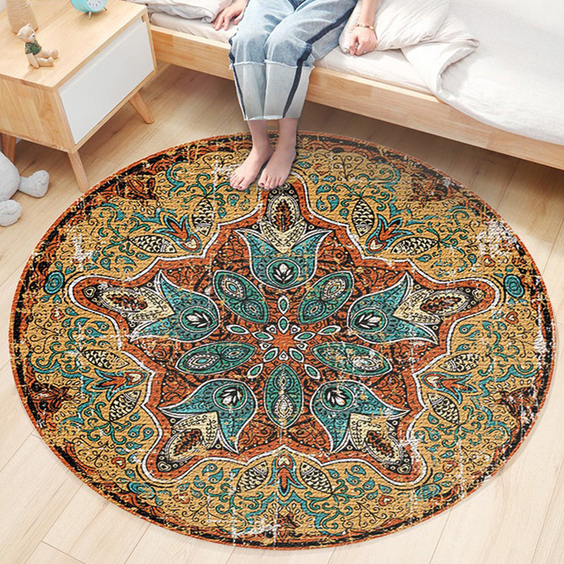 Ethnic Boho Chic Rug Multi-Colored Floral Carpet Machine Washable Non-Slip Backing Pet Friendly Rug for Bedroom Yellow-Green Clearhalo 'Area Rug' 'Bohemian' 'Rugs' Rug' 2141245