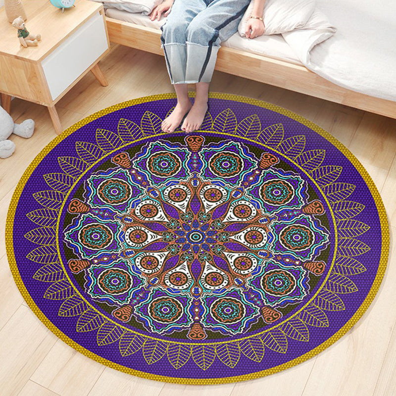 Ethnic Boho Chic Rug Multi-Colored Floral Carpet Machine Washable Non-Slip Backing Pet Friendly Rug for Bedroom Purple Clearhalo 'Area Rug' 'Bohemian' 'Rugs' Rug' 2141246
