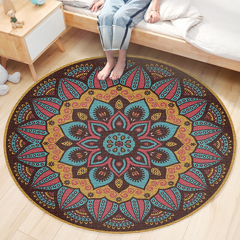 Ethnic Boho Chic Rug Multi-Colored Floral Carpet Machine Washable Non-Slip Backing Pet Friendly Rug for Bedroom Dark Brown Clearhalo 'Area Rug' 'Bohemian' 'Rugs' Rug' 2141248