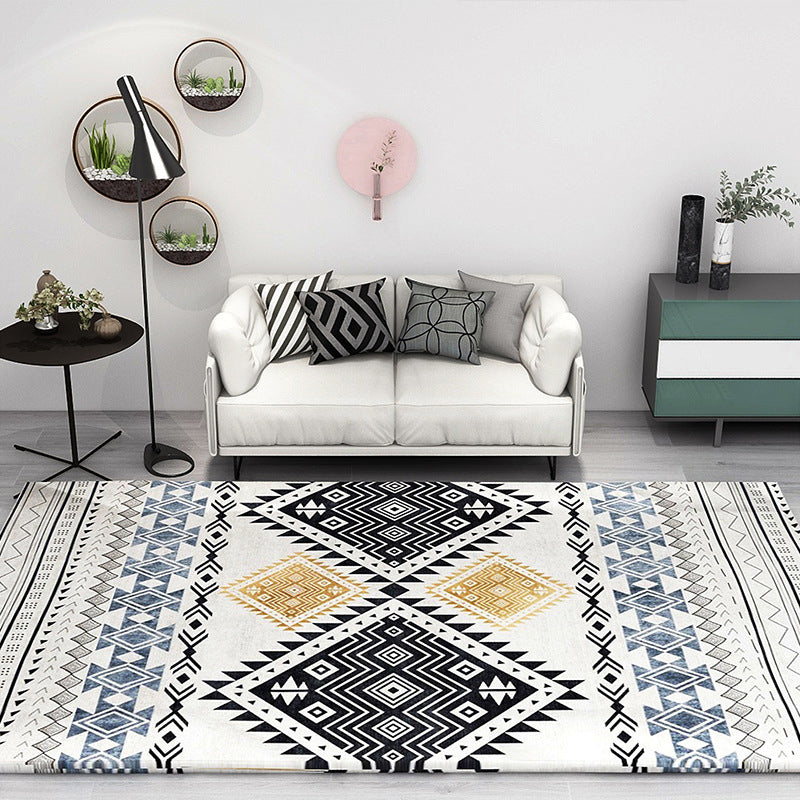 Boho Seamless Patterned Rug Multi-Color Synthetics Carpet Anti-Slip Stain Resistant Machine Washable Rug for Living Room Black Clearhalo 'Area Rug' 'Bohemian' 'Rugs' Rug' 2141274