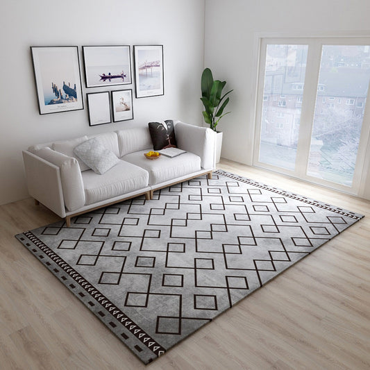 Classical Moroccan Rug Multicolor Seamless Tribal Pattern Rug Non-Slip Pet Friendly Machine Washable Rug for Home Decoration Gray-Black Clearhalo 'Area Rug' 'Moroccan' 'Rugs' Rug' 2141289