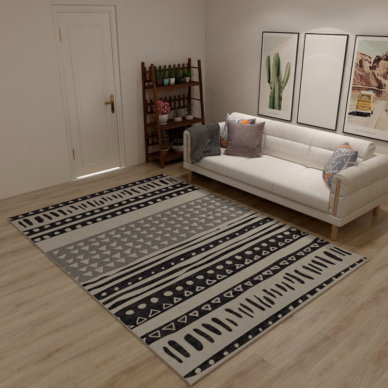 Classical Moroccan Rug Multicolor Seamless Tribal Pattern Rug Non-Slip Pet Friendly Machine Washable Rug for Home Decoration Textured Black Clearhalo 'Area Rug' 'Moroccan' 'Rugs' Rug' 2141302