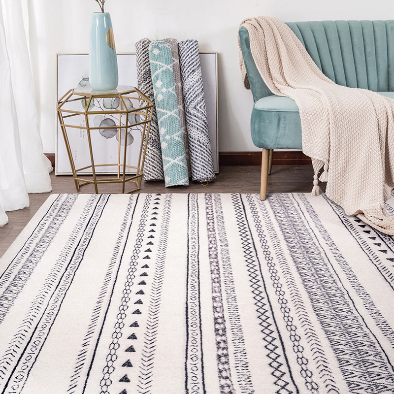 Distressed Grey-White Bohemian Rug Polyester Seamless Print Rug Anti-Slip Stain Resistant Pet Friendly Area Carpet for Bedroom Clearhalo 'Area Rug' 'Bohemian' 'Rugs' Rug' 2141304