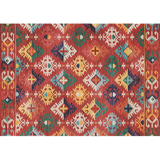 Multi Color Geometric Print Rug Synthetics Bohemia Carpet Stain Resistant Pet Friendly Non-Slip Backing Rug for Living Room Red Clearhalo 'Area Rug' 'Bohemian' 'Rugs' Rug' 2141318
