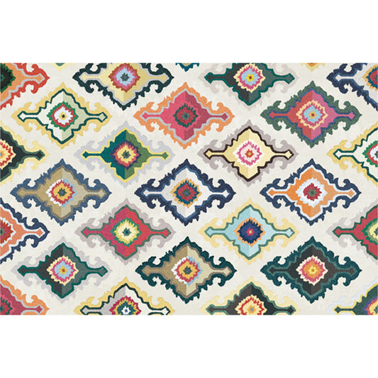 Multi Color Geometric Print Rug Synthetics Bohemia Carpet Stain Resistant Pet Friendly Non-Slip Backing Rug for Living Room White-Yellow Clearhalo 'Area Rug' 'Bohemian' 'Rugs' Rug' 2141324