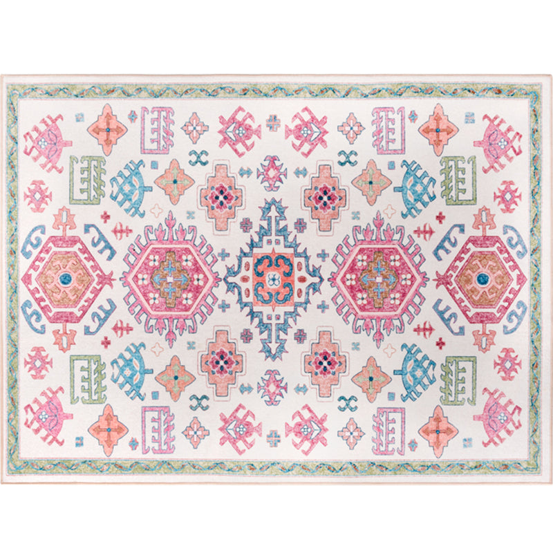 Multi Color Geometric Print Rug Synthetics Bohemia Carpet Stain Resistant Pet Friendly Non-Slip Backing Rug for Living Room Pink Clearhalo 'Area Rug' 'Bohemian' 'Rugs' Rug' 2141326