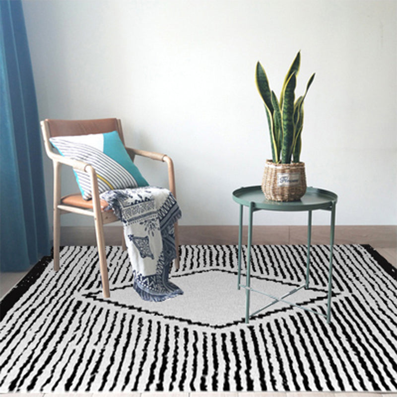 Pretty Floral Print Rug Multi-Color Moroccan Style Rug Polyester Non-Slip Washable Stain Resistant Rug for Room Black-White Clearhalo 'Area Rug' 'Moroccan' 'Rugs' Rug' 2141336