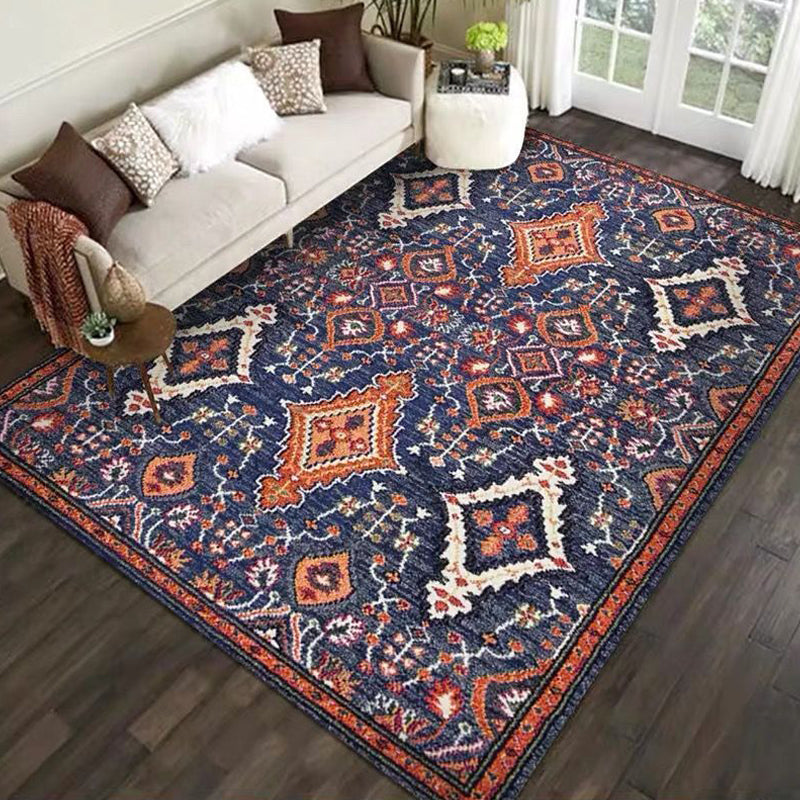 Pretty Floral Print Rug Multi-Color Moroccan Style Rug Polyester Non-Slip Washable Stain Resistant Rug for Room Blue-Purple Clearhalo 'Area Rug' 'Moroccan' 'Rugs' Rug' 2141339