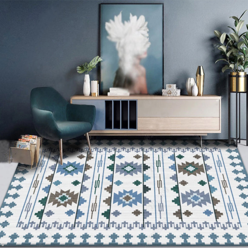 Pretty Floral Print Rug Multi-Color Moroccan Style Rug Polyester Non-Slip Washable Stain Resistant Rug for Room Blue Clearhalo 'Area Rug' 'Moroccan' 'Rugs' Rug' 2141340