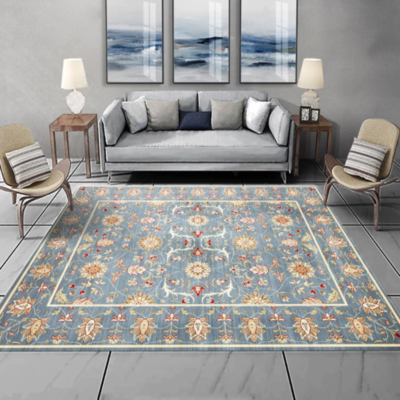 Pretty Floral Print Rug Multi-Color Moroccan Style Rug Polyester Non-Slip Washable Stain Resistant Rug for Room Light Blue Clearhalo 'Area Rug' 'Moroccan' 'Rugs' Rug' 2141341