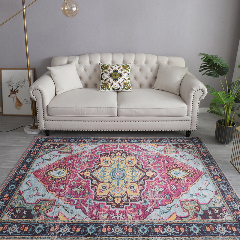 Bohemia Patterned Rug Multicolor Polypropylene Rug Non-Slip Backing Pet Friendly Washable Carpet for Sitting Room Pink Clearhalo 'Area Rug' 'Bohemian' 'Rugs' Rug' 2141356