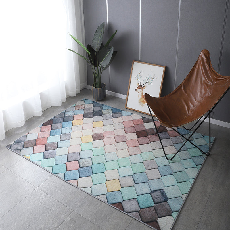 Bohemia Patterned Rug Multicolor Polypropylene Rug Non-Slip Backing Pet Friendly Washable Carpet for Sitting Room Blue-Pink Clearhalo 'Area Rug' 'Bohemian' 'Rugs' Rug' 2141360