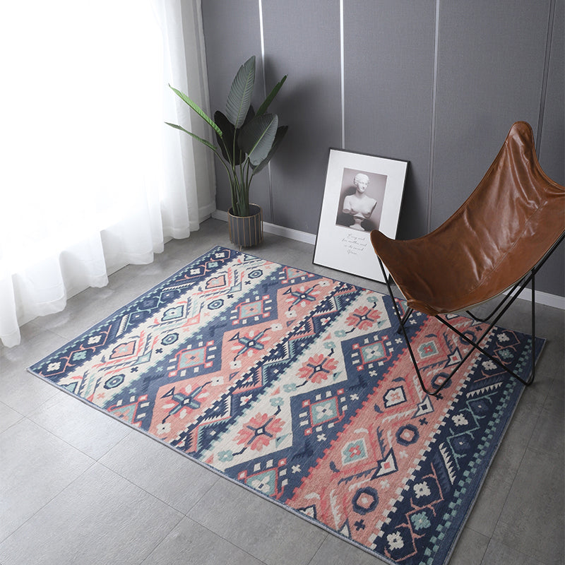 Bohemia Patterned Rug Multicolor Polypropylene Rug Non-Slip Backing Pet Friendly Washable Carpet for Sitting Room Pink-Blue Clearhalo 'Area Rug' 'Bohemian' 'Rugs' Rug' 2141363