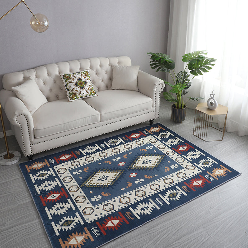 Bohemia Patterned Rug Multicolor Polypropylene Rug Non-Slip Backing Pet Friendly Washable Carpet for Sitting Room Ocean Blue Clearhalo 'Area Rug' 'Bohemian' 'Rugs' Rug' 2141367