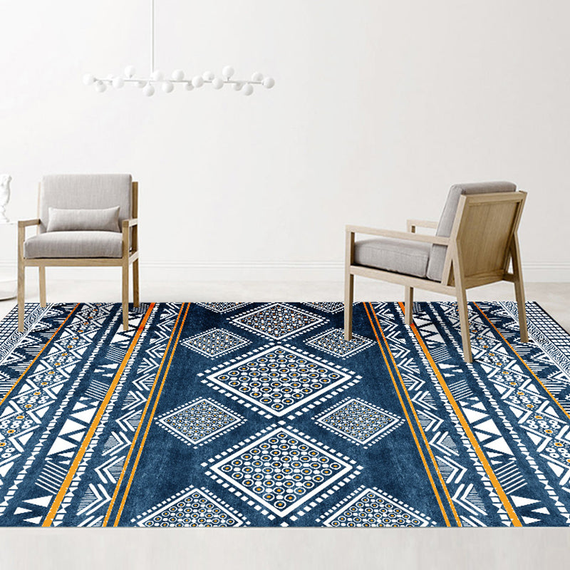 Exotic Multi-Color Boho Rug Polyester Seamless Geometric Pattern Rug Anti-Slip Pet Friendly Machine Washable Carpet for Room Blue Clearhalo 'Area Rug' 'Bohemian' 'Rugs' Rug' 2141387