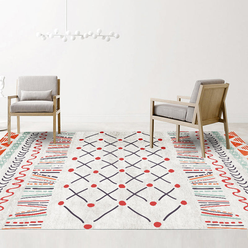 Exotic Multi-Color Boho Rug Polyester Seamless Geometric Pattern Rug Anti-Slip Pet Friendly Machine Washable Carpet for Room White-Red Clearhalo 'Area Rug' 'Bohemian' 'Rugs' Rug' 2141389