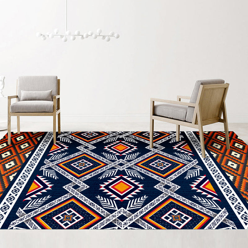 Exotic Multi-Color Boho Rug Polyester Seamless Geometric Pattern Rug Anti-Slip Pet Friendly Machine Washable Carpet for Room Dark Blue Clearhalo 'Area Rug' 'Bohemian' 'Rugs' Rug' 2141398