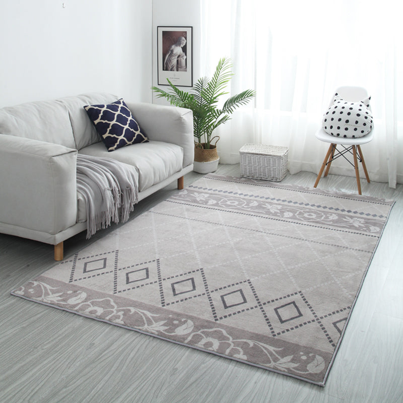 Multicolor Bohemia Rug Polyester Symmetric Print Rug Stain Resistant Machine Washable Anti-Slip Carpet for Great Room Light Gray Clearhalo 'Area Rug' 'Bohemian' 'Rugs' Rug' 2141446