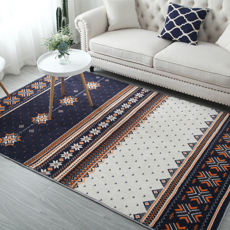 Multicolor Bohemia Rug Polyester Symmetric Print Rug Stain Resistant Machine Washable Anti-Slip Carpet for Great Room Blue Clearhalo 'Area Rug' 'Bohemian' 'Rugs' Rug' 2141453