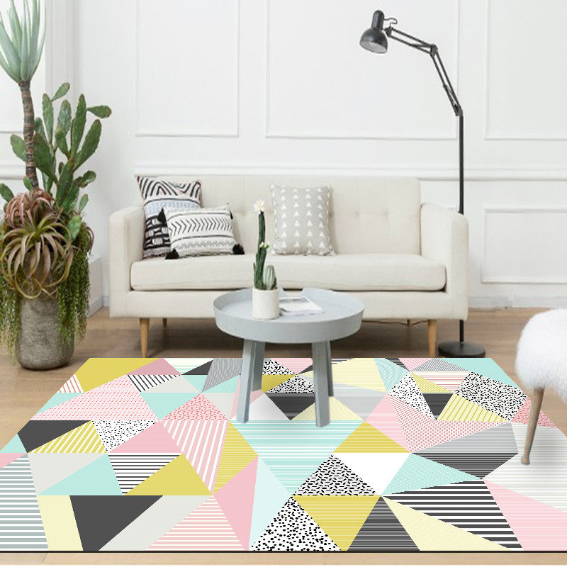 Bohemian Style Geometric Patterned Rug Multi-Colored Polypropylene Rug Anti-Slip Backing Pet Friendly Washable Rug for Home Light Pink Clearhalo 'Area Rug' 'Bohemian' 'Rugs' Rug' 2141462