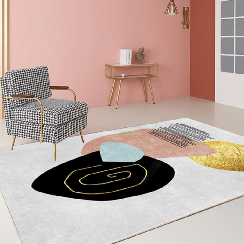 Bohemian Style Geometric Patterned Rug Multi-Colored Polypropylene Rug Anti-Slip Backing Pet Friendly Washable Rug for Home Black-Gold Clearhalo 'Area Rug' 'Bohemian' 'Rugs' Rug' 2141472