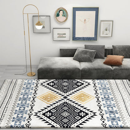 Fancy Moroccan Rug Multicolor Symmetric Geometry Rug Stain Resistant Non-Slip Machine Washable Rug for Home Decor Black Clearhalo 'Area Rug' 'Moroccan' 'Rugs' Rug' 2141477