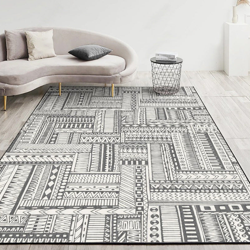 Eclectic Room Rug Multi-Color Rhombus Patterned Carpet Synthetics Stain Resistant Anti-Slip Backing Machine Washable Rug Light Gray-Black Clearhalo 'Area Rug' 'Bohemian' 'Rugs' Rug' 2141492