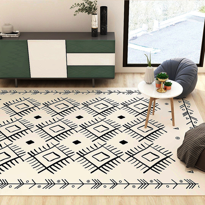 Eclectic Room Rug Multi-Color Rhombus Patterned Carpet Synthetics Stain Resistant Anti-Slip Backing Machine Washable Rug Matte Black Clearhalo 'Area Rug' 'Bohemian' 'Rugs' Rug' 2141493