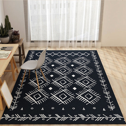 Eclectic Room Rug Multi-Color Rhombus Patterned Carpet Synthetics Stain Resistant Anti-Slip Backing Machine Washable Rug Black Clearhalo 'Area Rug' 'Bohemian' 'Rugs' Rug' 2141495