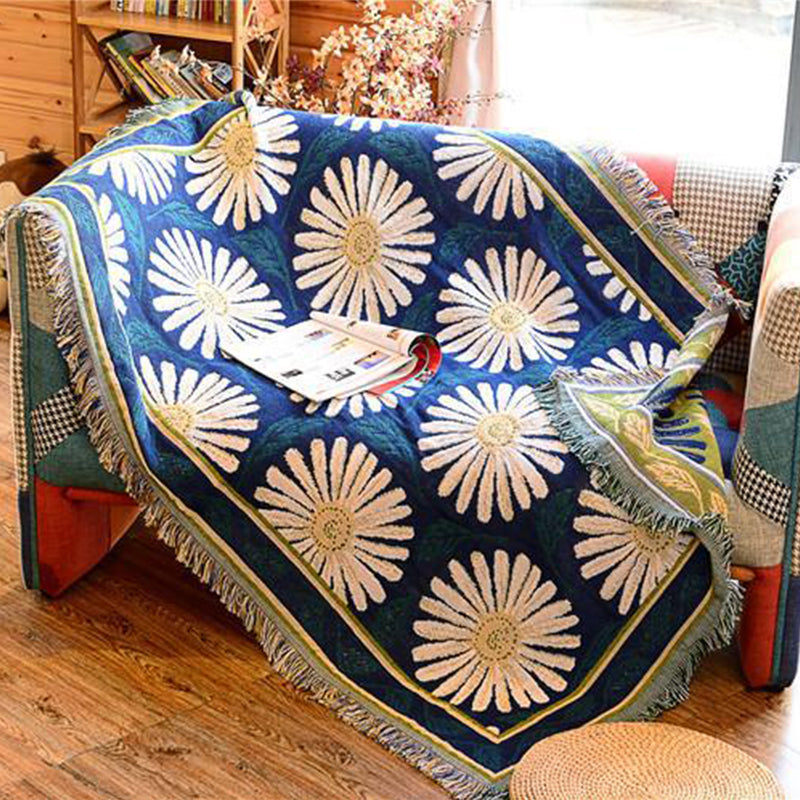 Multicolor Woven Geometric Pattern Rug Cotton Bohemian Rug Washable Pet-Friendly Carpet for Room Blue-White Clearhalo 'Area Rug' 'Bohemian' 'Rugs' Rug' 2141506