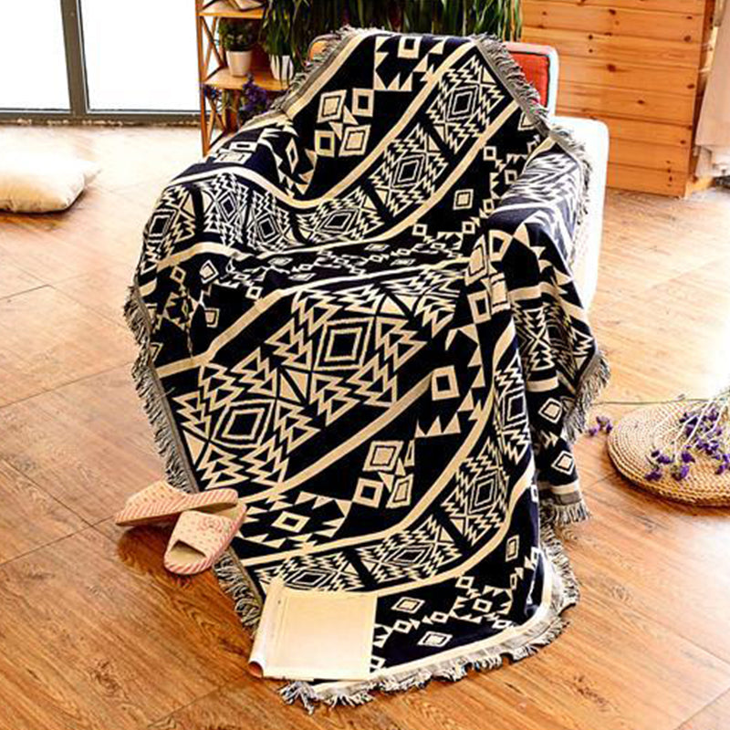 Multicolor Woven Geometric Pattern Rug Cotton Bohemian Rug Washable Pet-Friendly Carpet for Room Black-White Clearhalo 'Area Rug' 'Bohemian' 'Rugs' Rug' 2141508