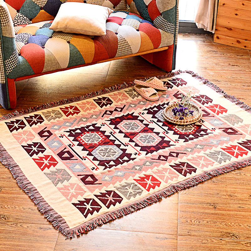 Multicolor Woven Geometric Pattern Rug Cotton Bohemian Rug Washable Pet-Friendly Carpet for Room Clearhalo 'Area Rug' 'Bohemian' 'Rugs' Rug' 2141509