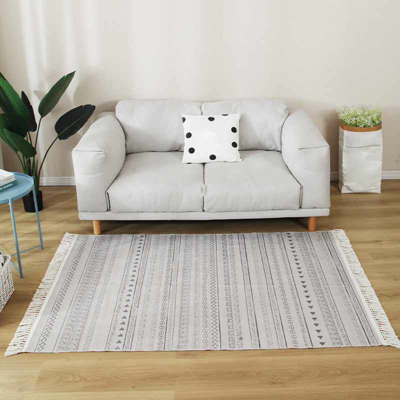 Stylish Boho Chic Rug Multicolor Geometric Rug Machine Wash Tassel-Trimmed Rug for Home Silver Gray Clearhalo 'Area Rug' 'Bohemian' 'Rugs' Rug' 2141531