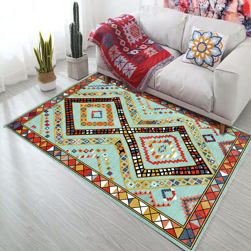 Bold Geometry Area Rug Polypropylene Bohemia Carpet Pet Friendly Machine Washable Non-Slip Rug for Living Room Light Blue Clearhalo 'Area Rug' 'Bohemian' 'Rugs' Rug' 2141556