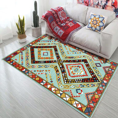 Bold Geometry Area Rug Polypropylene Bohemia Carpet Pet Friendly Machine Washable Non-Slip Rug for Living Room Light Blue Clearhalo 'Area Rug' 'Bohemian' 'Rugs' Rug' 2141556