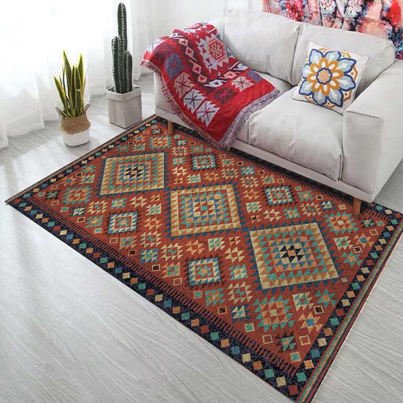 Bold Geometry Area Rug Polypropylene Bohemia Carpet Pet Friendly Machine Washable Non-Slip Rug for Living Room Red-Blue Clearhalo 'Area Rug' 'Bohemian' 'Rugs' Rug' 2141560