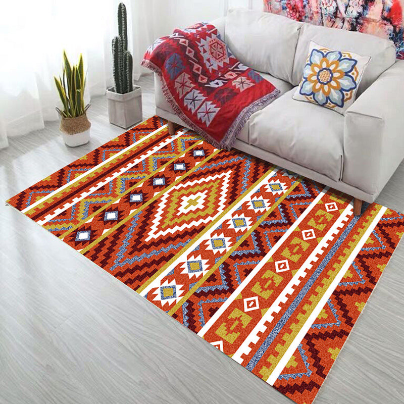 Bold Geometry Area Rug Polypropylene Bohemia Carpet Pet Friendly Machine Washable Non-Slip Rug for Living Room Red-Yellow Clearhalo 'Area Rug' 'Bohemian' 'Rugs' Rug' 2141562