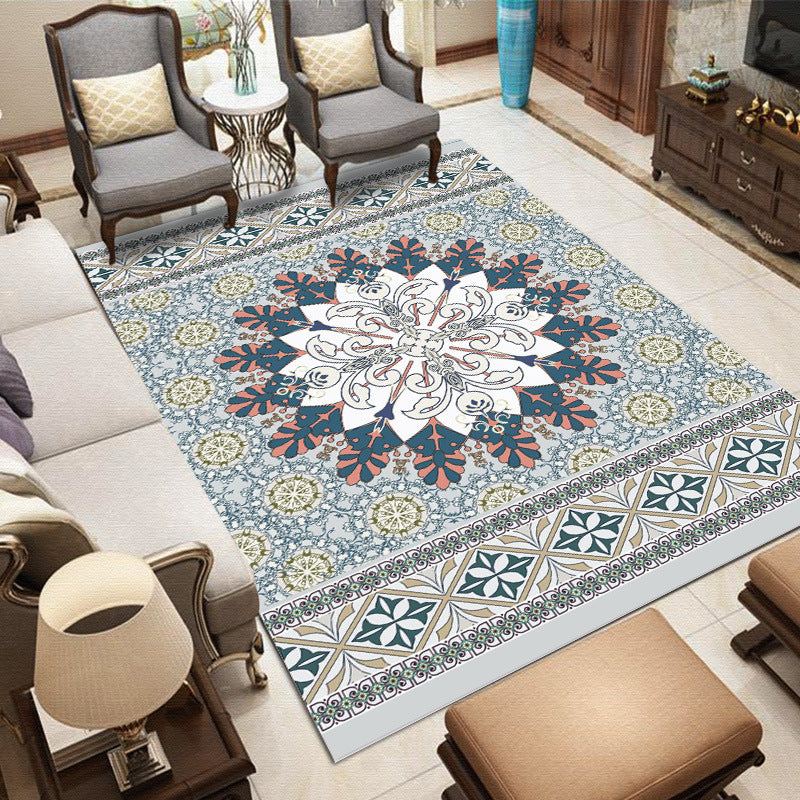 Whitewashed Multi Color Boho Rug Polyester Geometric Rug Pet Friendly Non-Slip Machine Washable Carpet for Home Decor Blue-White Clearhalo 'Area Rug' 'Bohemian' 'Rugs' Rug' 2141566