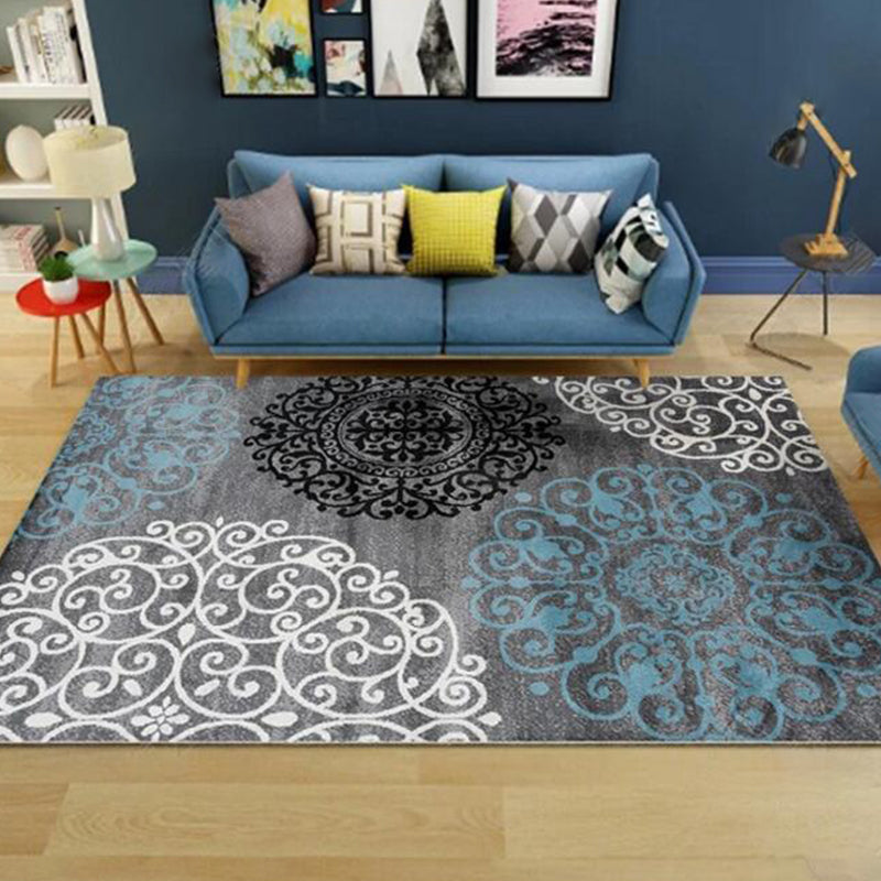 Whitewashed Multi Color Boho Rug Polyester Geometric Rug Pet Friendly Non-Slip Machine Washable Carpet for Home Decor Blue-Black Clearhalo 'Area Rug' 'Bohemian' 'Rugs' Rug' 2141569