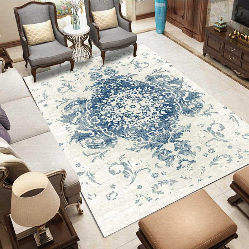 Whitewashed Multi Color Boho Rug Polyester Geometric Rug Pet Friendly Non-Slip Machine Washable Carpet for Home Decor Light Blue-White Clearhalo 'Area Rug' 'Bohemian' 'Rugs' Rug' 2141577